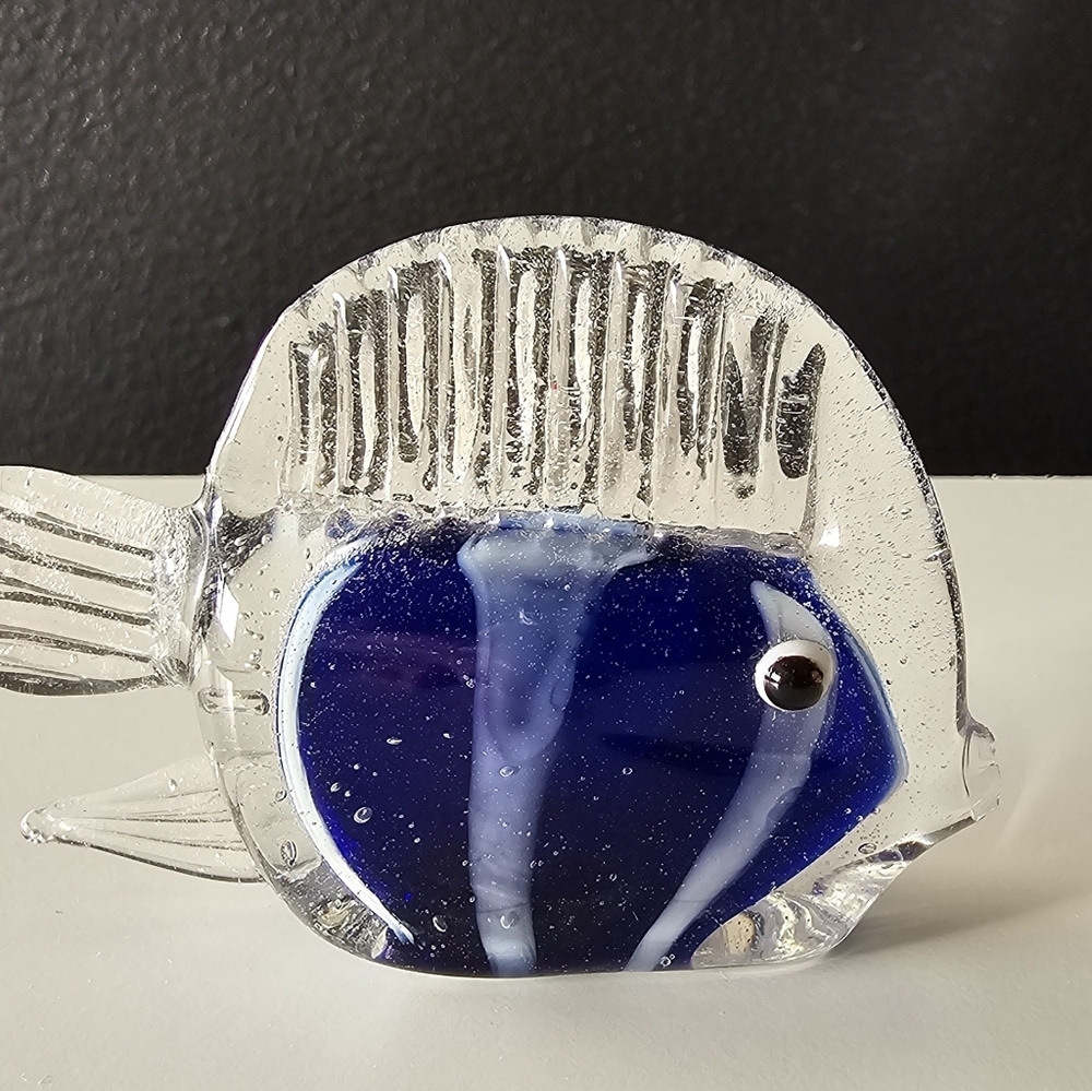 Vintage 1970s Blown Glass Fish Figurine